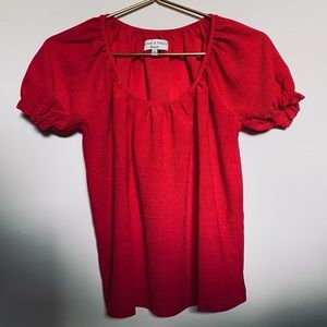 NWOT Madewell Red Ruffle Peasant Blouse XXS Cottagecore